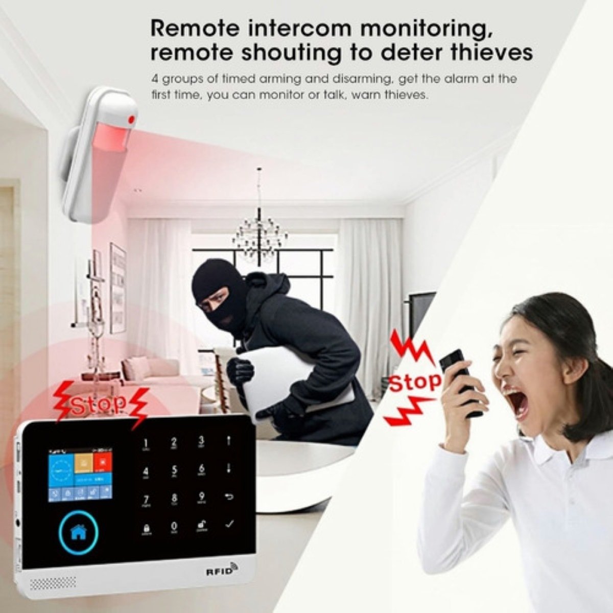 Kit Sistema De Seguridad Alarma Hogar Y Sensor Wifi Y Gsm Negro