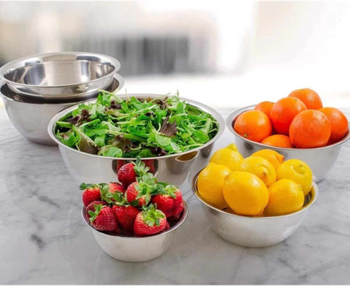 Set 6 Tazones Bowls Acero Inoxidable 18-20-22-24-26-28 Cm Plata 