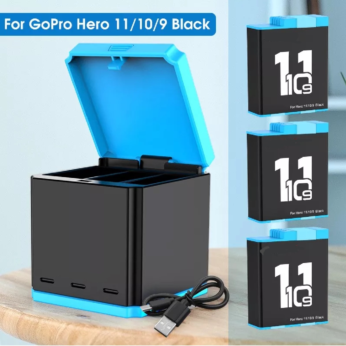 Kit De Accesorios Con 3 Baterías Para Gopro Hero 11 10 9