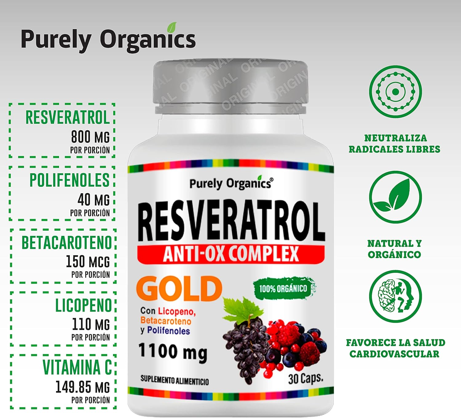 Resveratrol 30 Cápsulas.