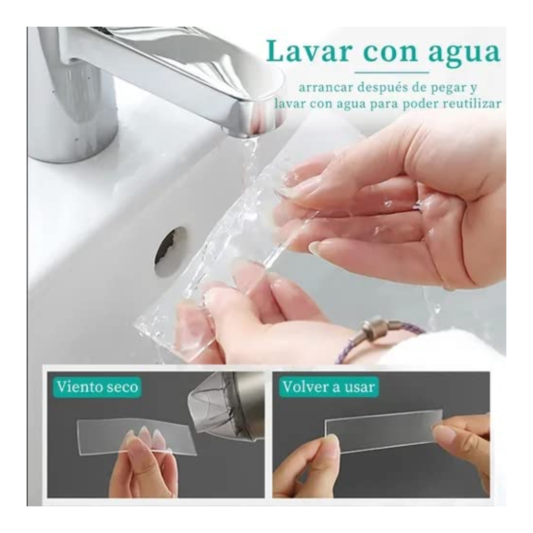 Cinta Transparente Doble Cara Nano Reutilizable 10m