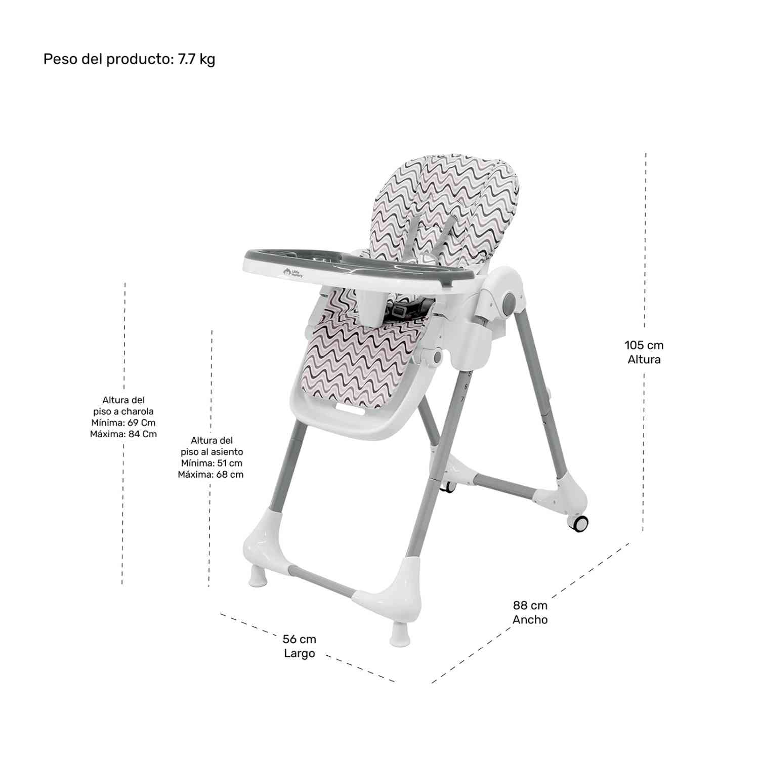 Silla Periquera Bebe Convertible Altura Ajustable 6-36 Meses