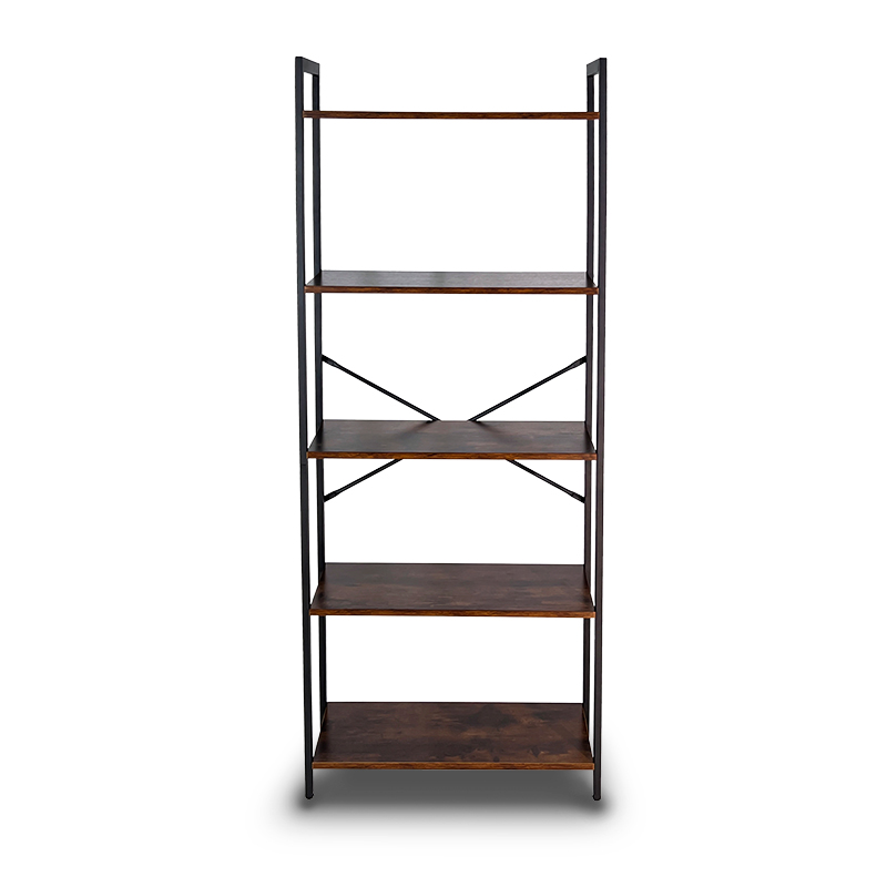 Librero Organizador Minimalista de Madera y Acero Inoxidable 5 Niveles Casa Litus