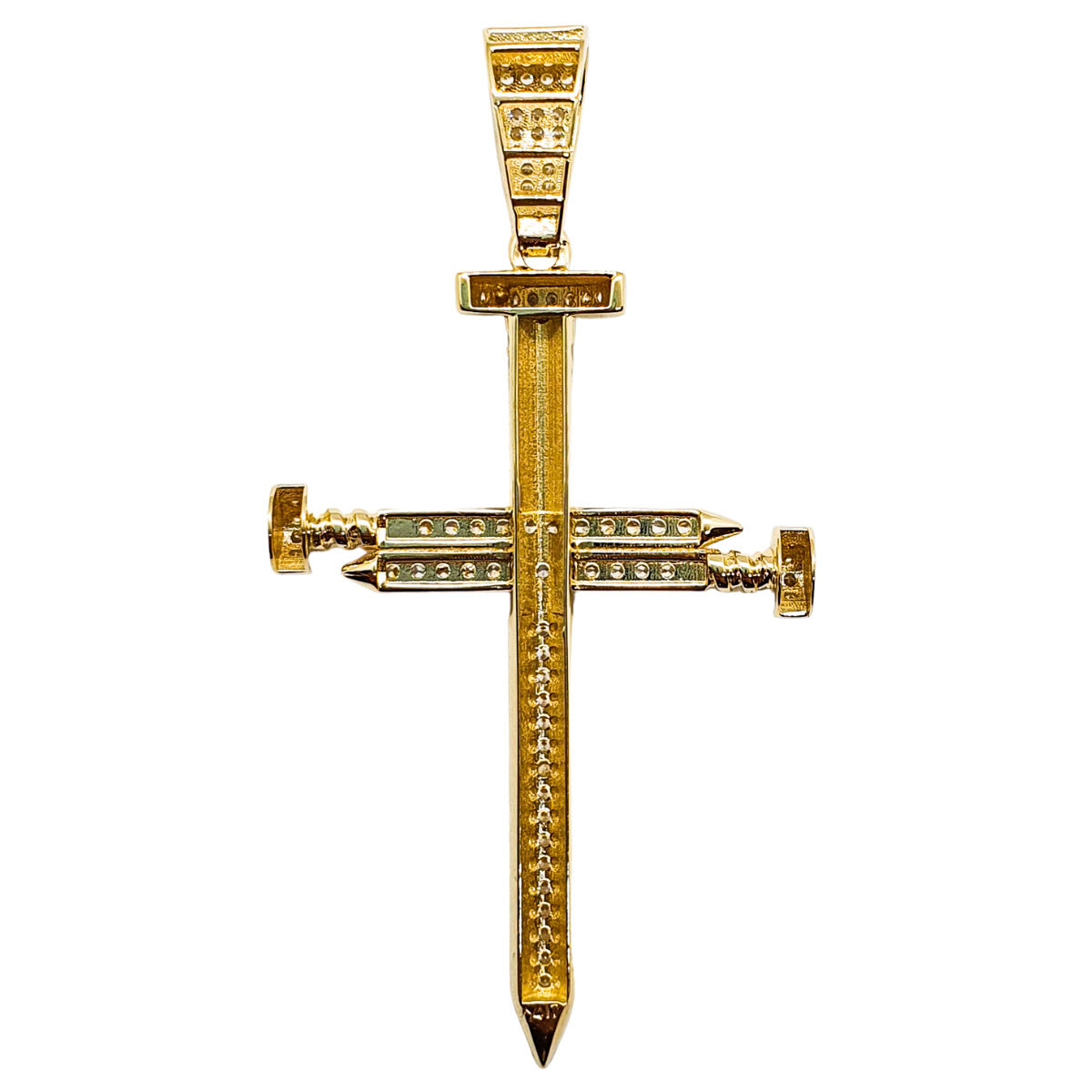 Dije cruz clavos oro 10k Hombre piedra zirconia. Incluye certificado y caja de regalo