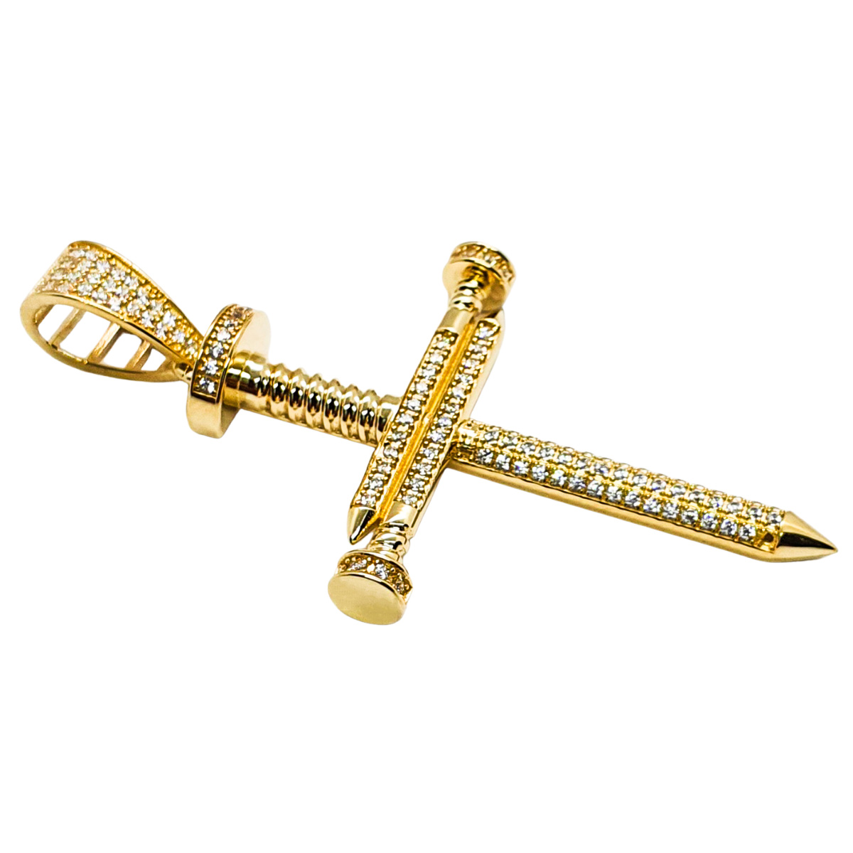 Dije cruz clavos oro 10k Hombre piedra zirconia. Incluye certificado y caja de regalo