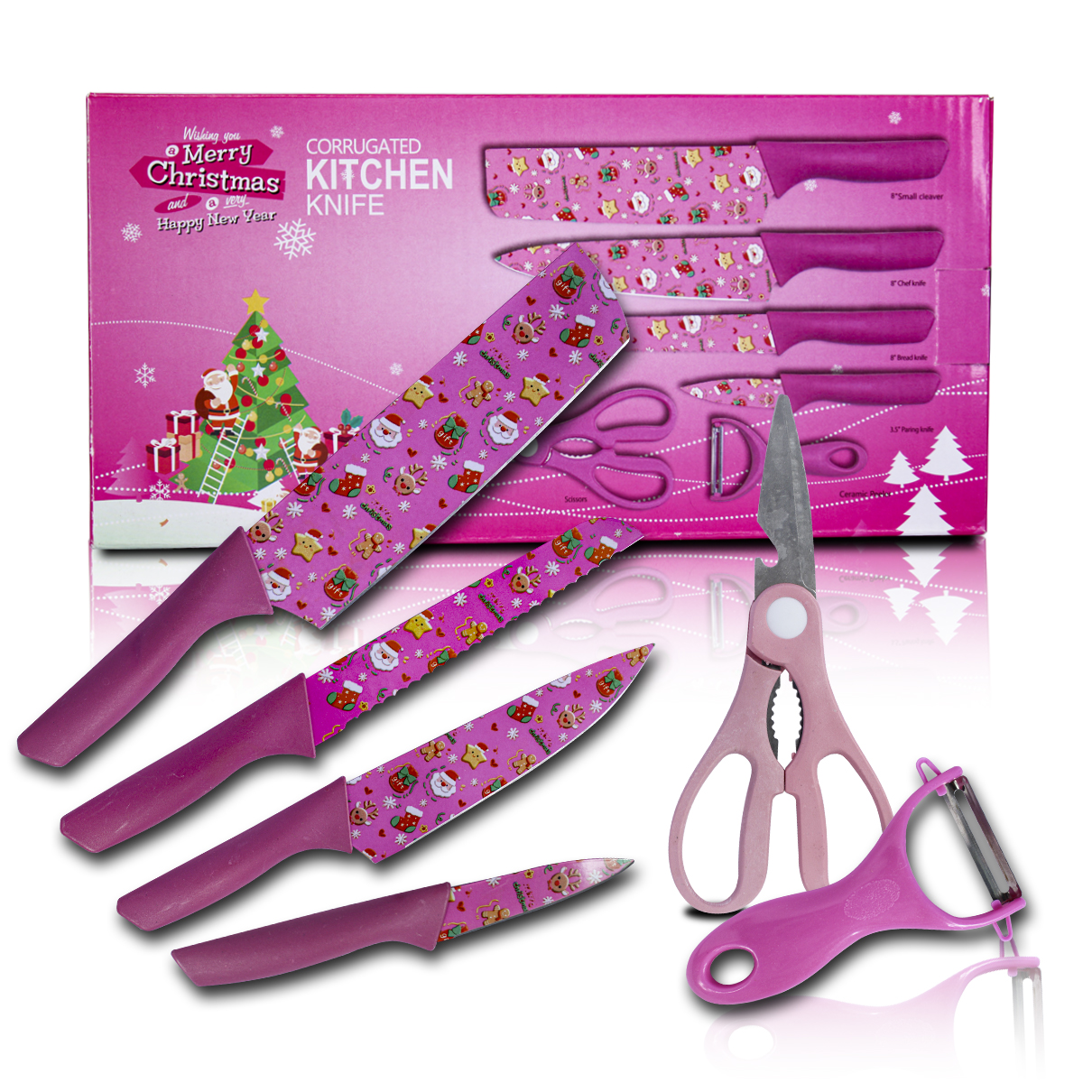 Set De Cuchillos Para Cocina Diseño Navideño