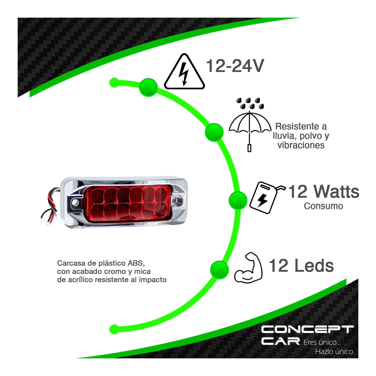 10 Plafones 12 Led Lateral Rectangular Fija Estrobo 12-24v