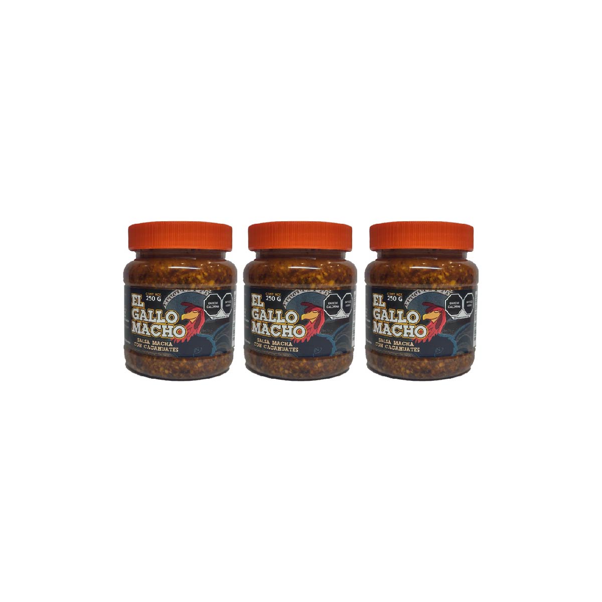 El Gallo Macho Tripack Salsa Macha con cacahuate 250grs