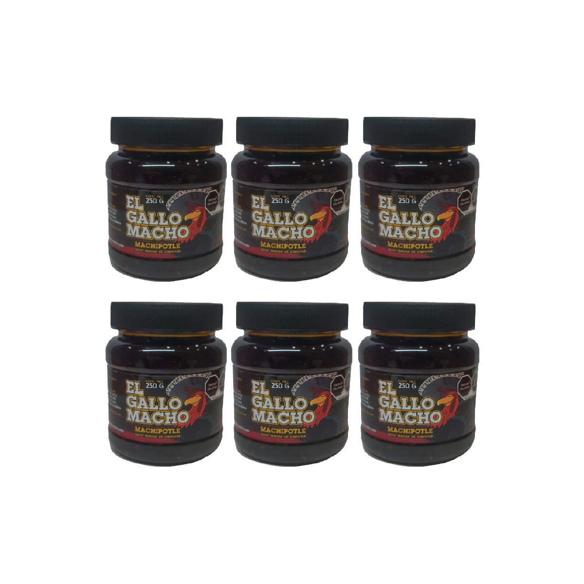 El Gallo Macho Sixpack Salsa Macha machipotle 250grs