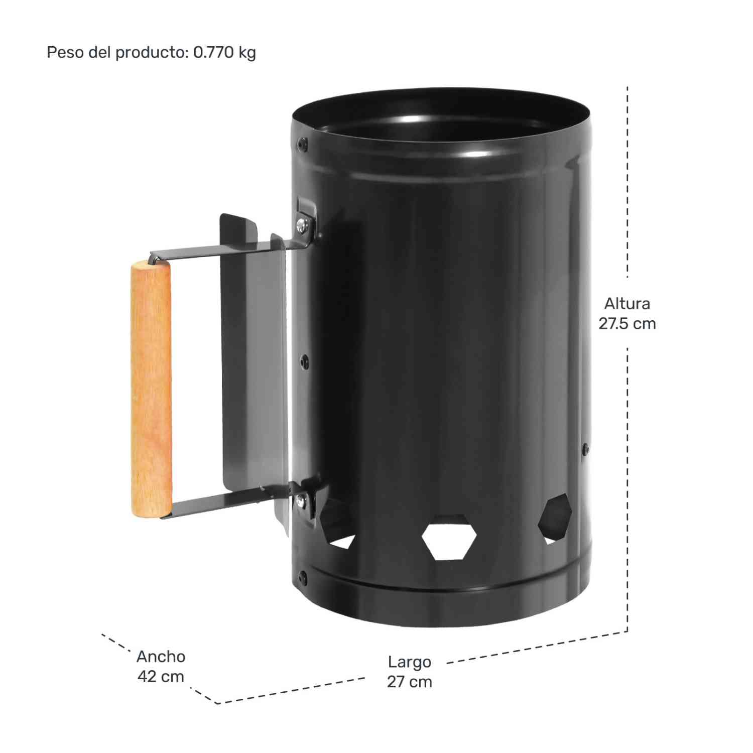 Iniciador Encendedor Carbon Arrancador Parrilla Asador 19cm