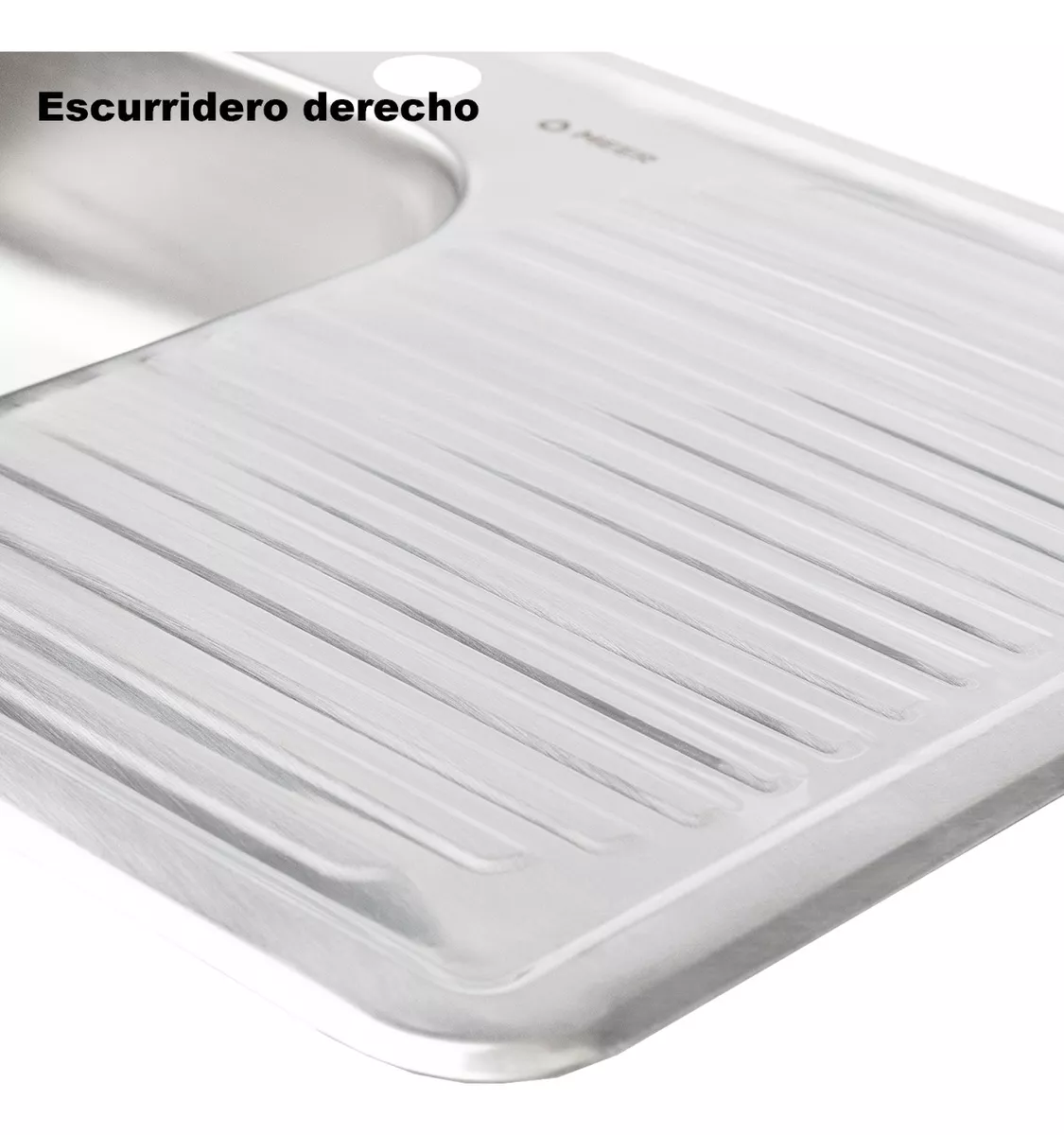 MEER Faucets by CNX | Tarja Sencilla con Escurridor en Acero Inoxidable para Cocina con Escurridor Derecho incluye Mezcladora Flexible con Dos Tipos de Chorro y Kit de Instalación
