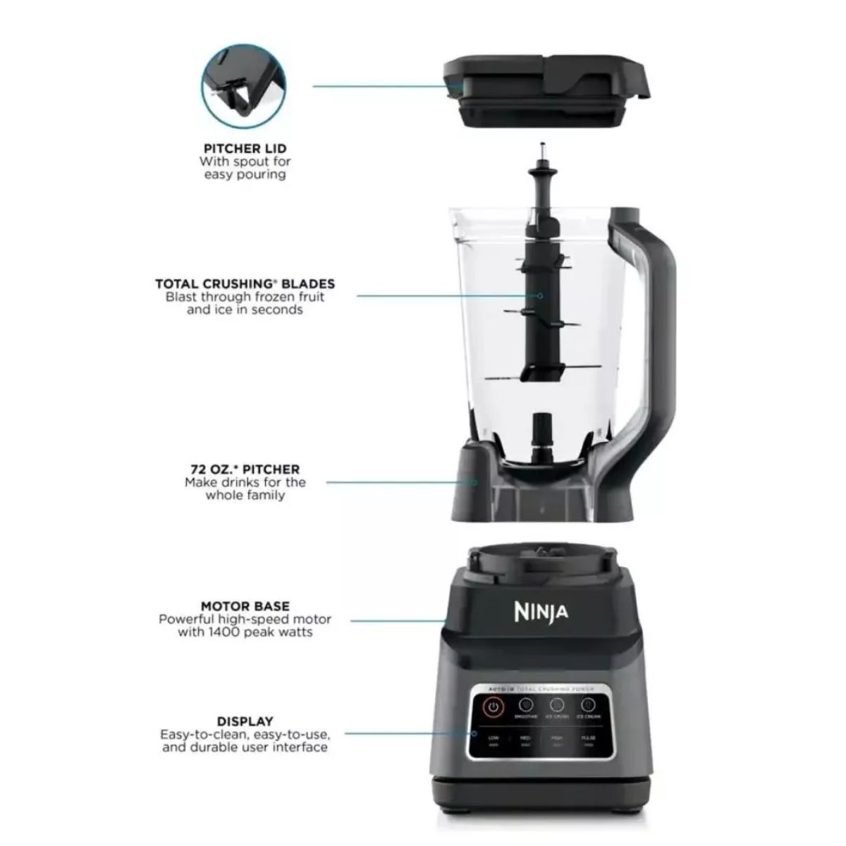 Ninja Licuadora Profesional Plus Blender Autoiq 2.1 L Bn700 