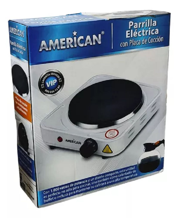 Parrilla Eléctrica American 6186 de Disco Antiadherente Blanca