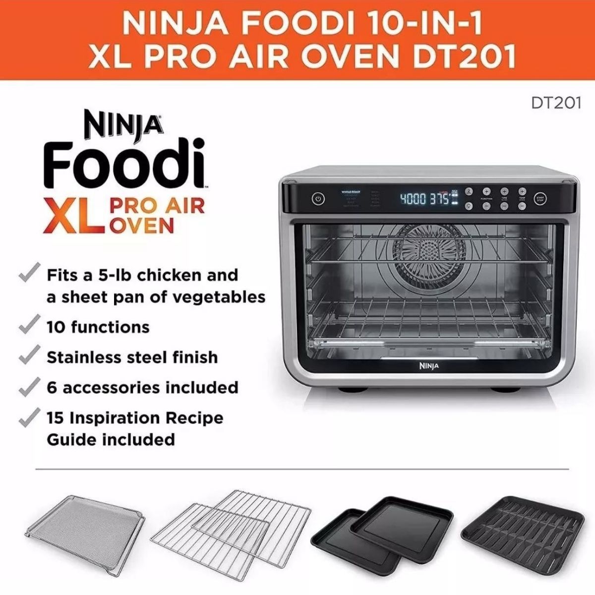 Ninja Horno Eléctrico Foodi Xl Pro Air Fry Oven Dt201