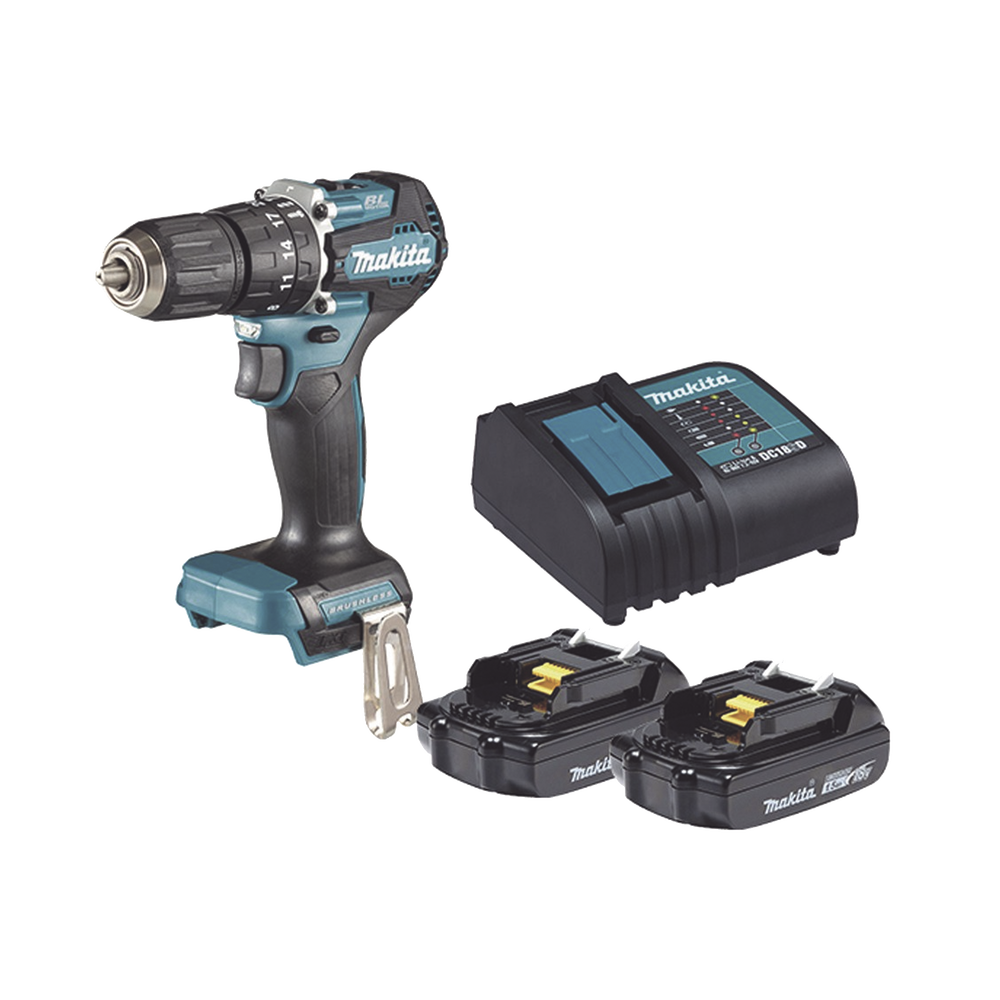 Rotomartillo/Taladro Inalámbrico SIN CARBONES, Broquero de 1/2", 1,700 RPM, 18V MAKITA