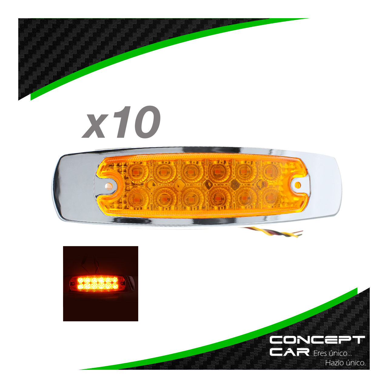 10 Plafon 12 Led Tipo Peter Laterales Remolque Caja Trailer