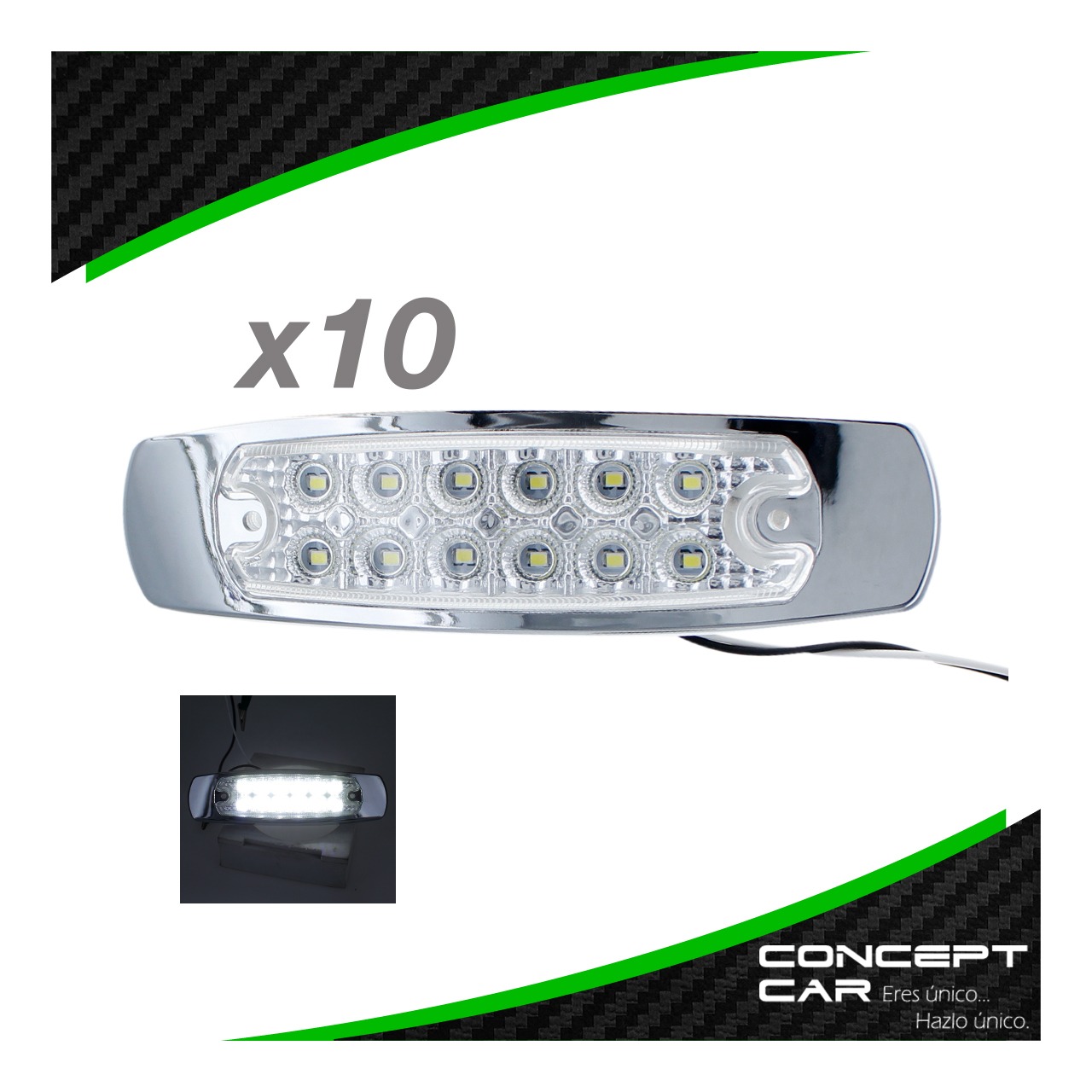 10 Plafon 12 Led Tipo Peter Laterales Remolque Caja Trailer