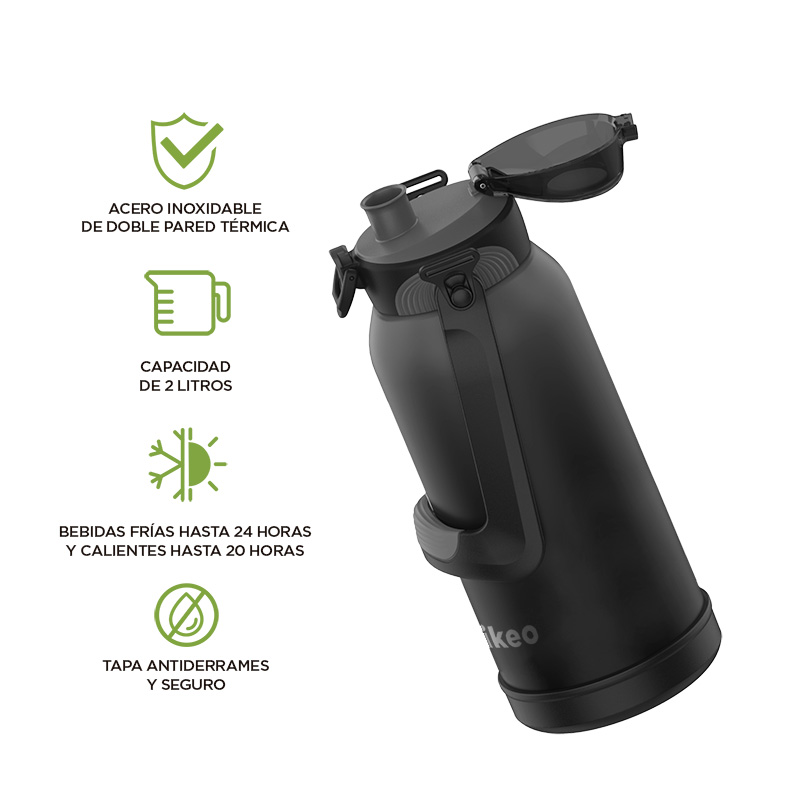 Termo para Agua de 2 Litros de Acero Inoxidable Ultra Resistente 