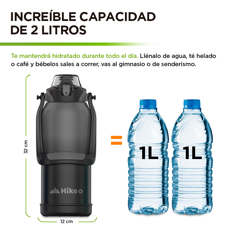 Termo para Agua de 2 Litros de Acero Inoxidable Ultra Resistente 