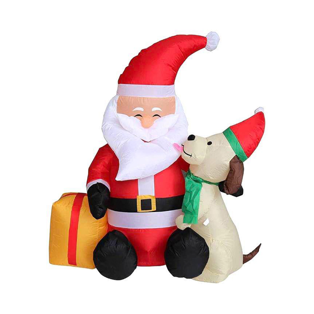 Inflable Navideño Santa Claus Y Perro Feliz 1.50mts Luz Led
