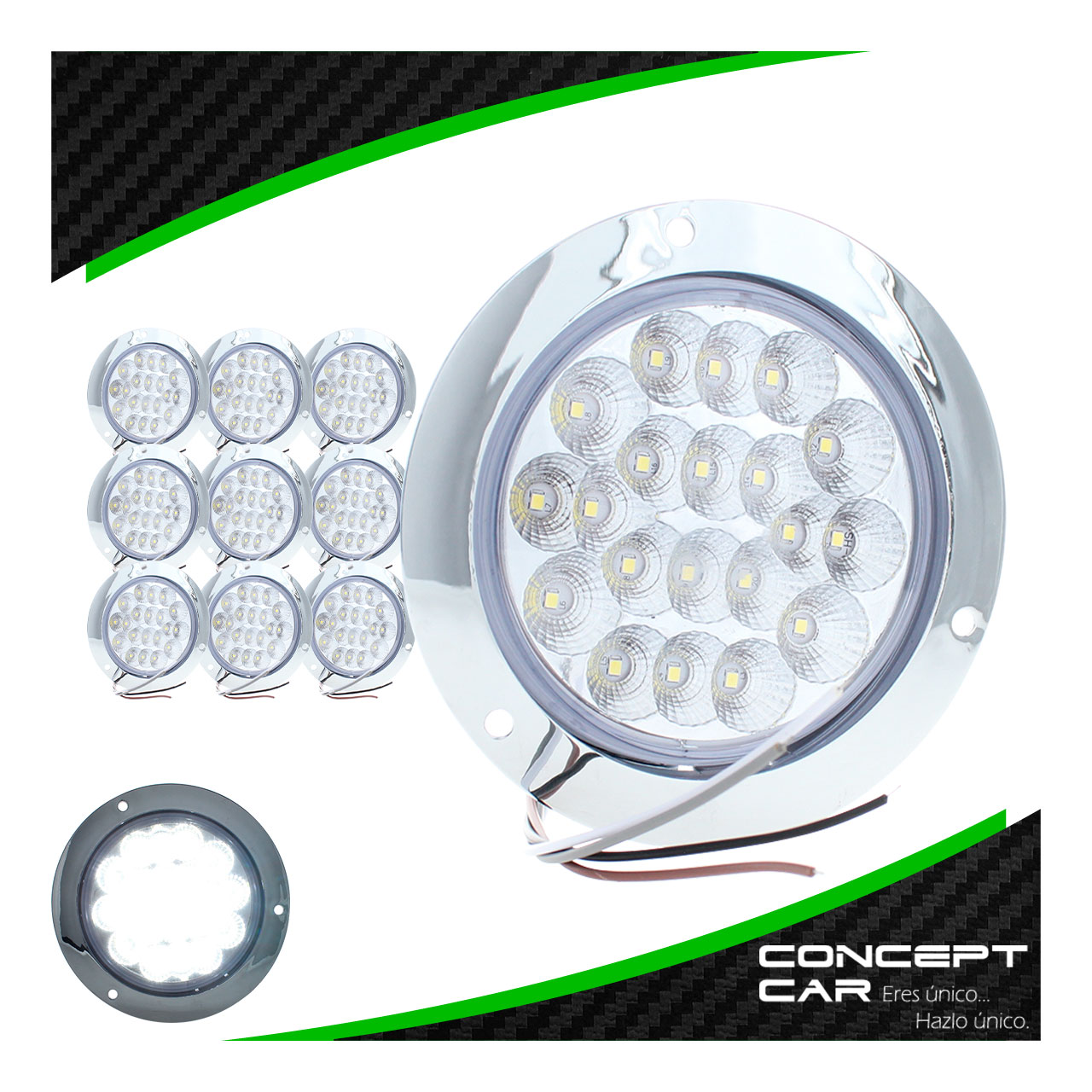 10 Plafon 20 Led Redondo 4 Pulgadas Alta Baja Estrobo 12-24v