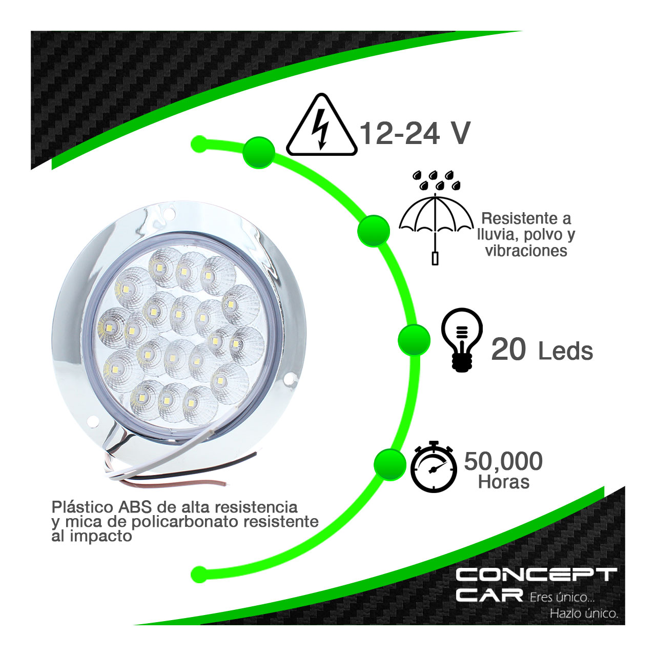 10 Plafon 20 Led Redondo 4 Pulgadas Alta Baja Estrobo 12-24v