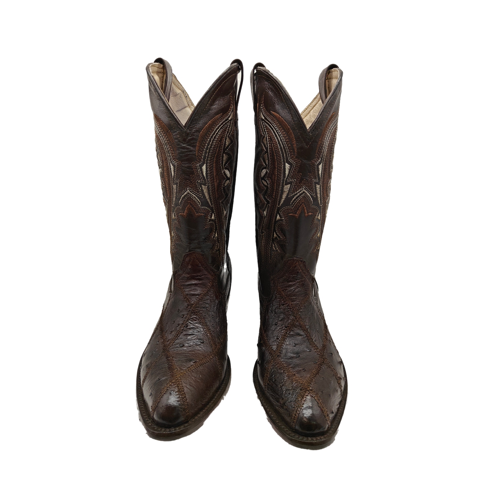 Botas Vaqueras El Chiqueado Piel Genuina Avestruz color Café