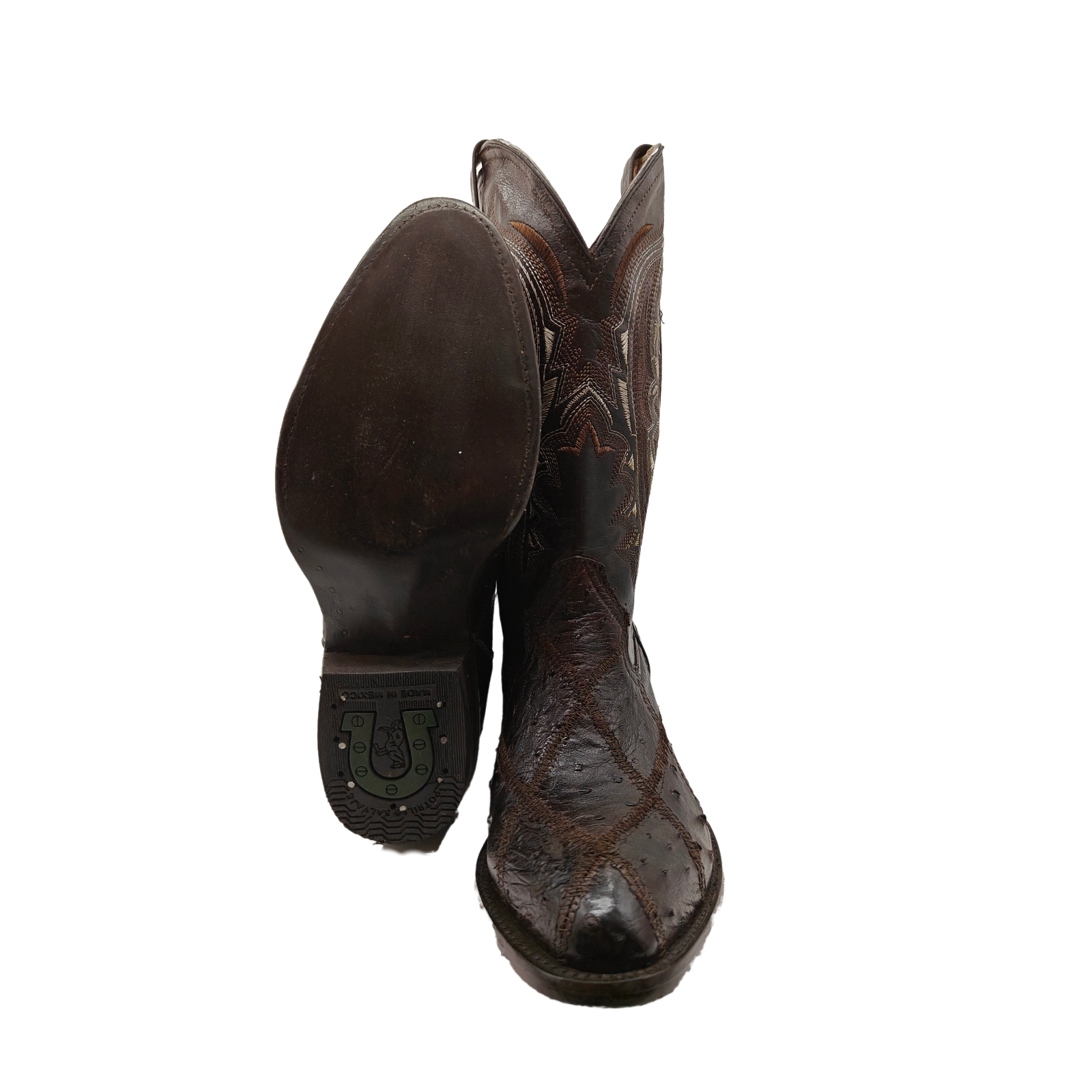 Botas Vaqueras El Chiqueado Piel Genuina Avestruz color Café