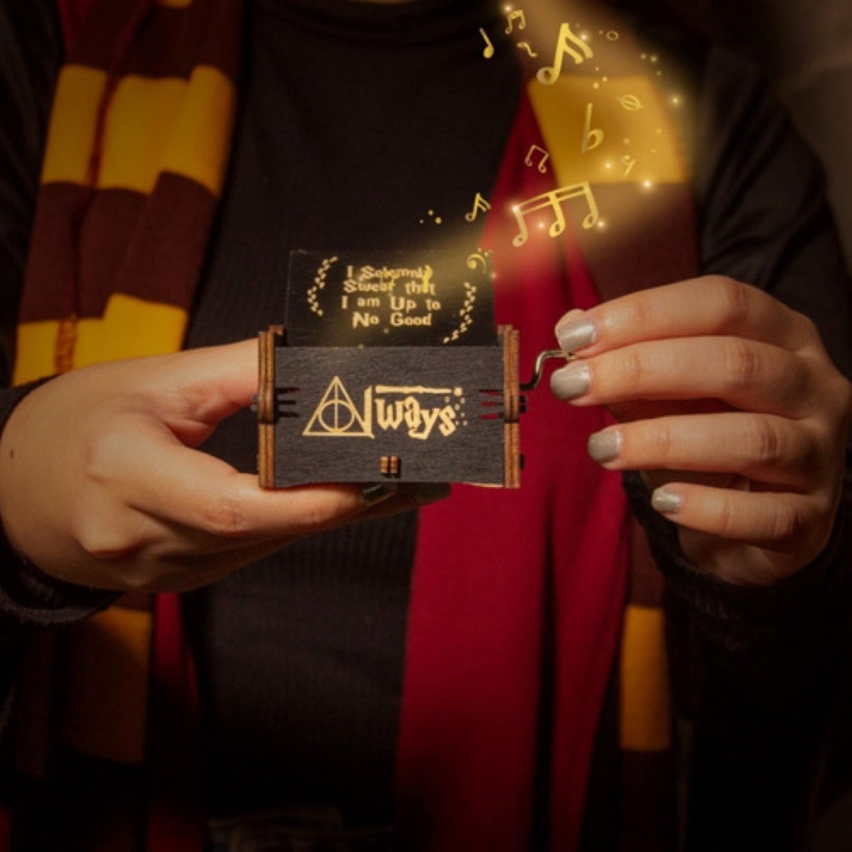 Mini Caja De Música De Madera Creativa De Harry Potter Negro