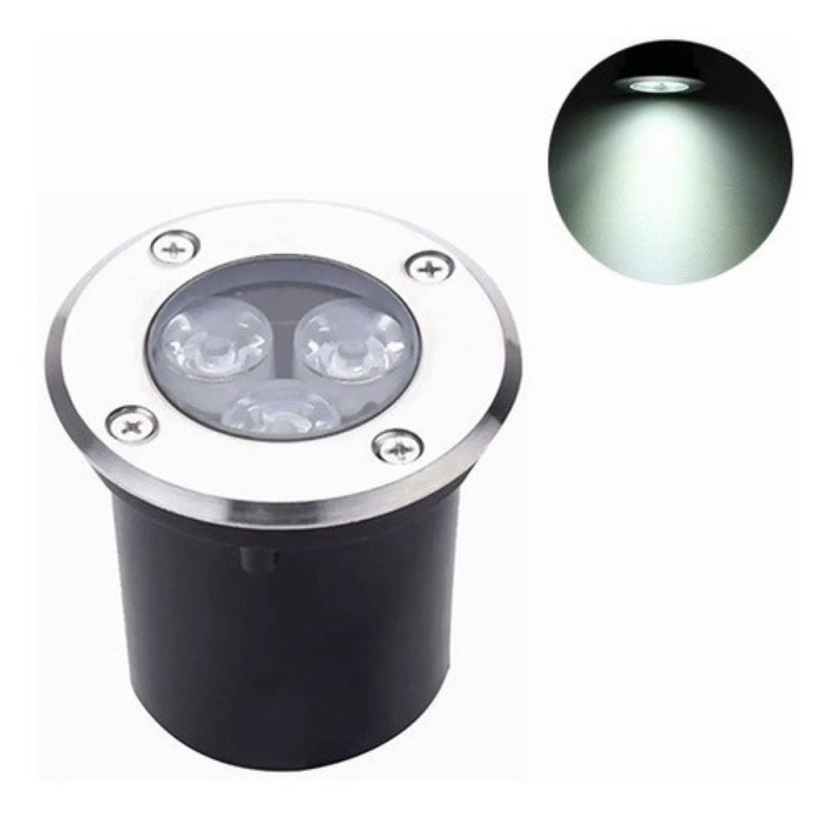 Spot Empotrable Para Piso Exterior Led Impermeable Negro