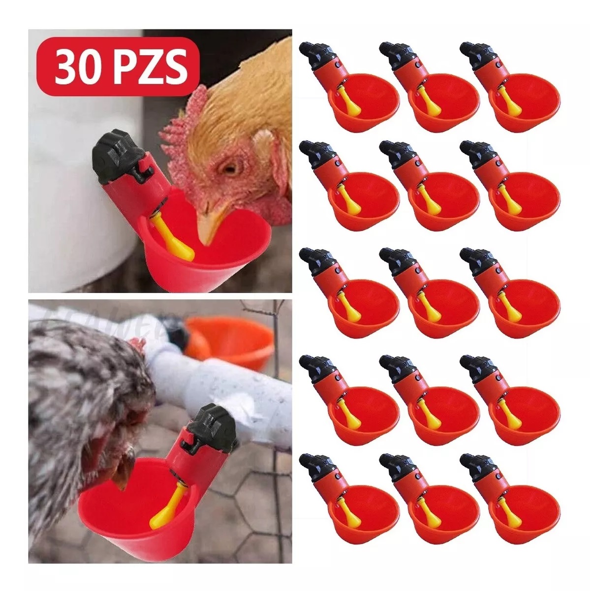 Kit Bebederos Separadores Para Gallos,pollos,codorniz, 30 Pzs