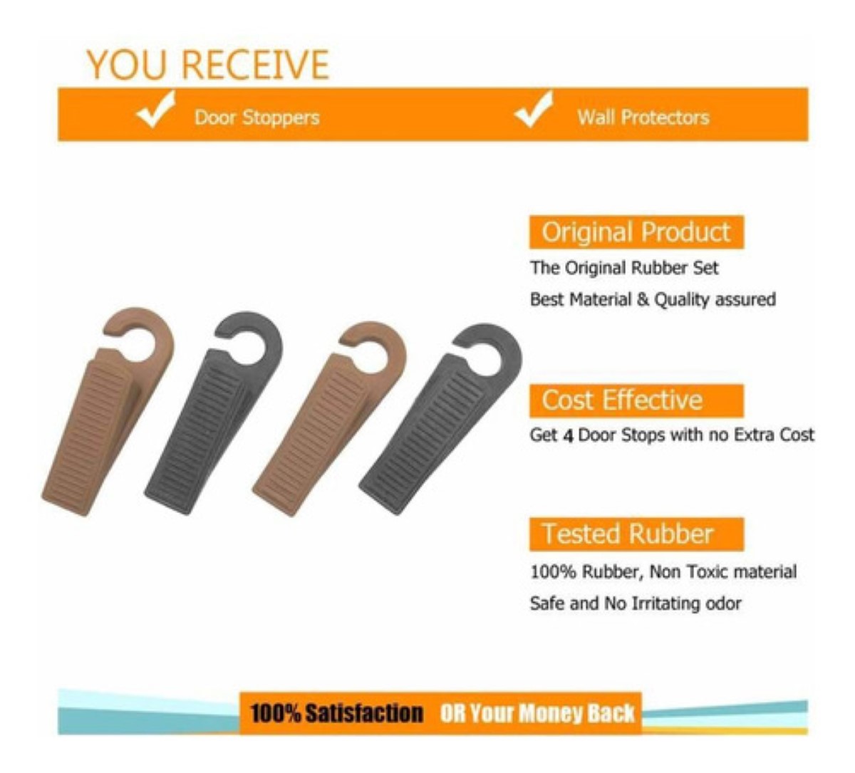 4pzs Tope Para Puerta Cuña Detener Puertas Caucho Rubber