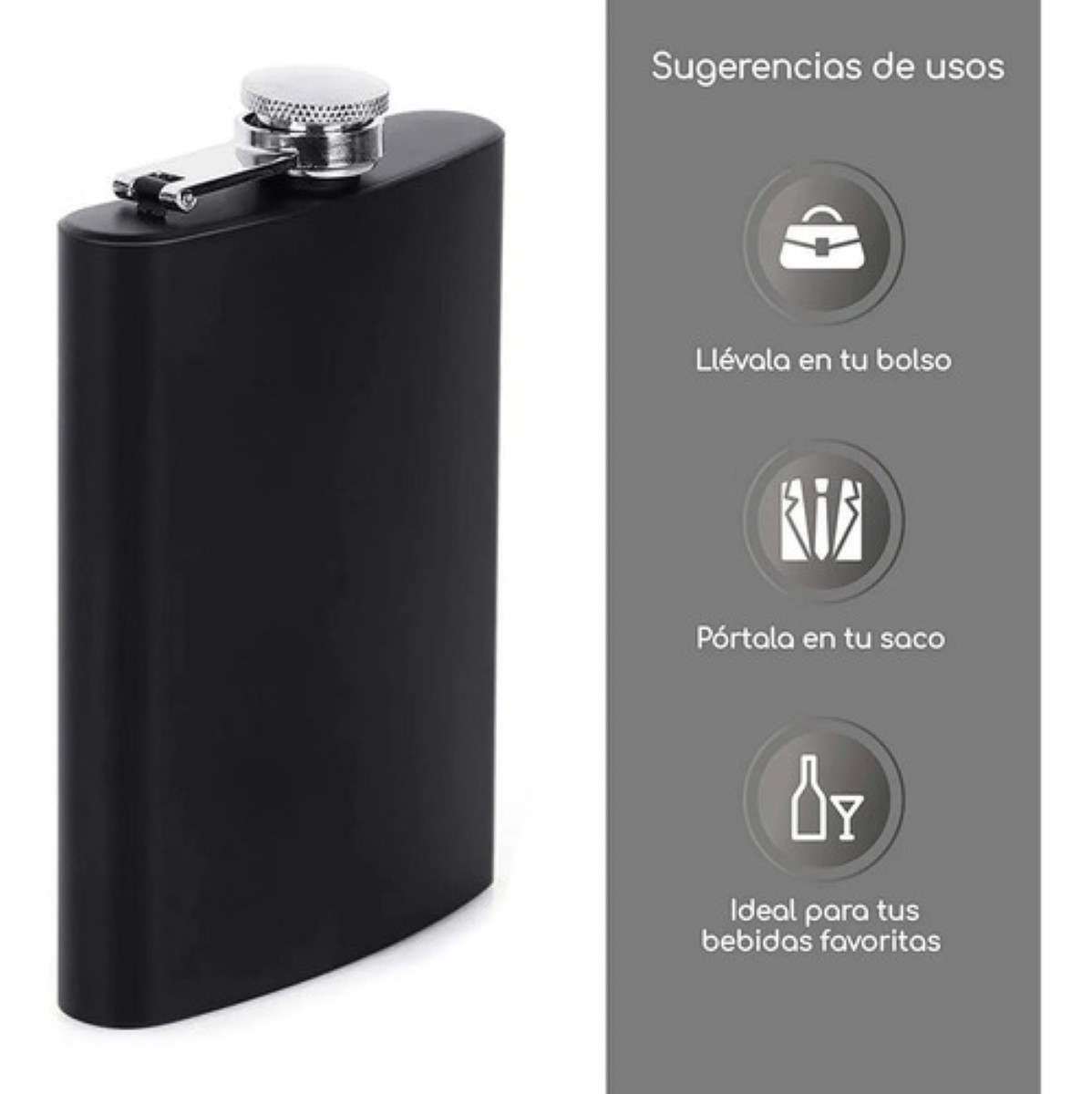 Licorera Y Ánfora De Bolsillo De 8 Onzas Negro Dibujo Aguila Aguila Negra