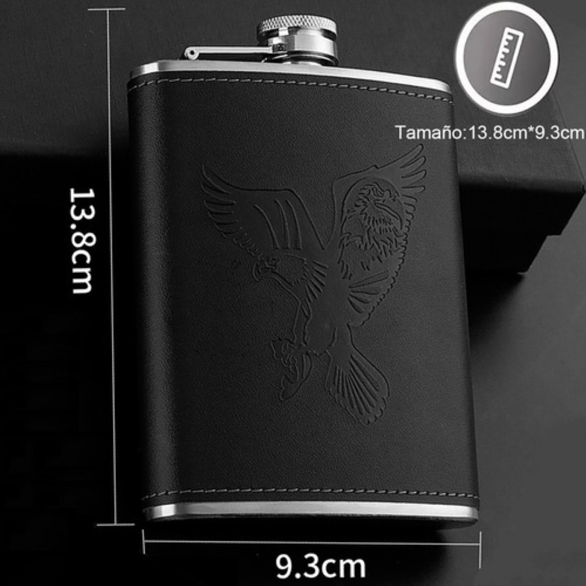 Licorera Y Ánfora De Bolsillo De 8 Onzas Negro Dibujo Aguila Aguila Negra