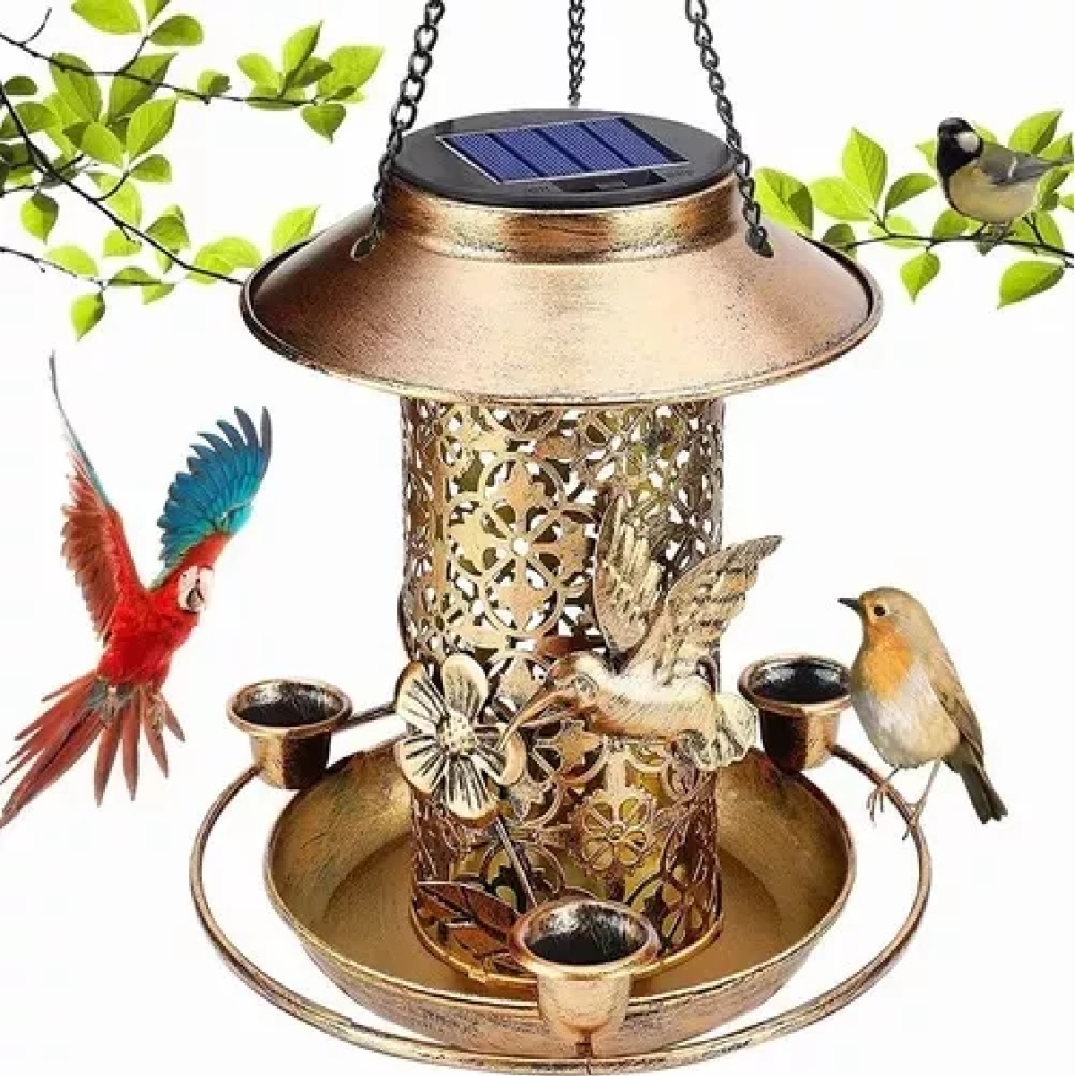 Comederos Para Pájaros Bebederos Colibrí Solar Con Led Luz