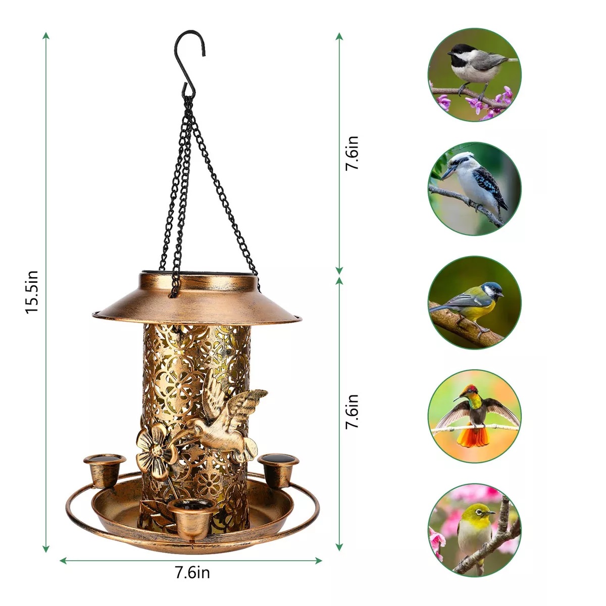 Comederos Para Pájaros Bebederos Colibrí Solar Con Led Luz