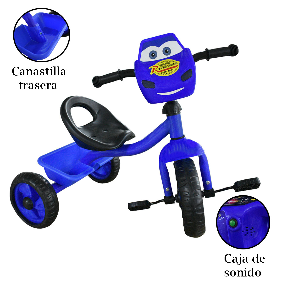 Triciclo para niños con Canastilla Rayo Mc Queen Azul