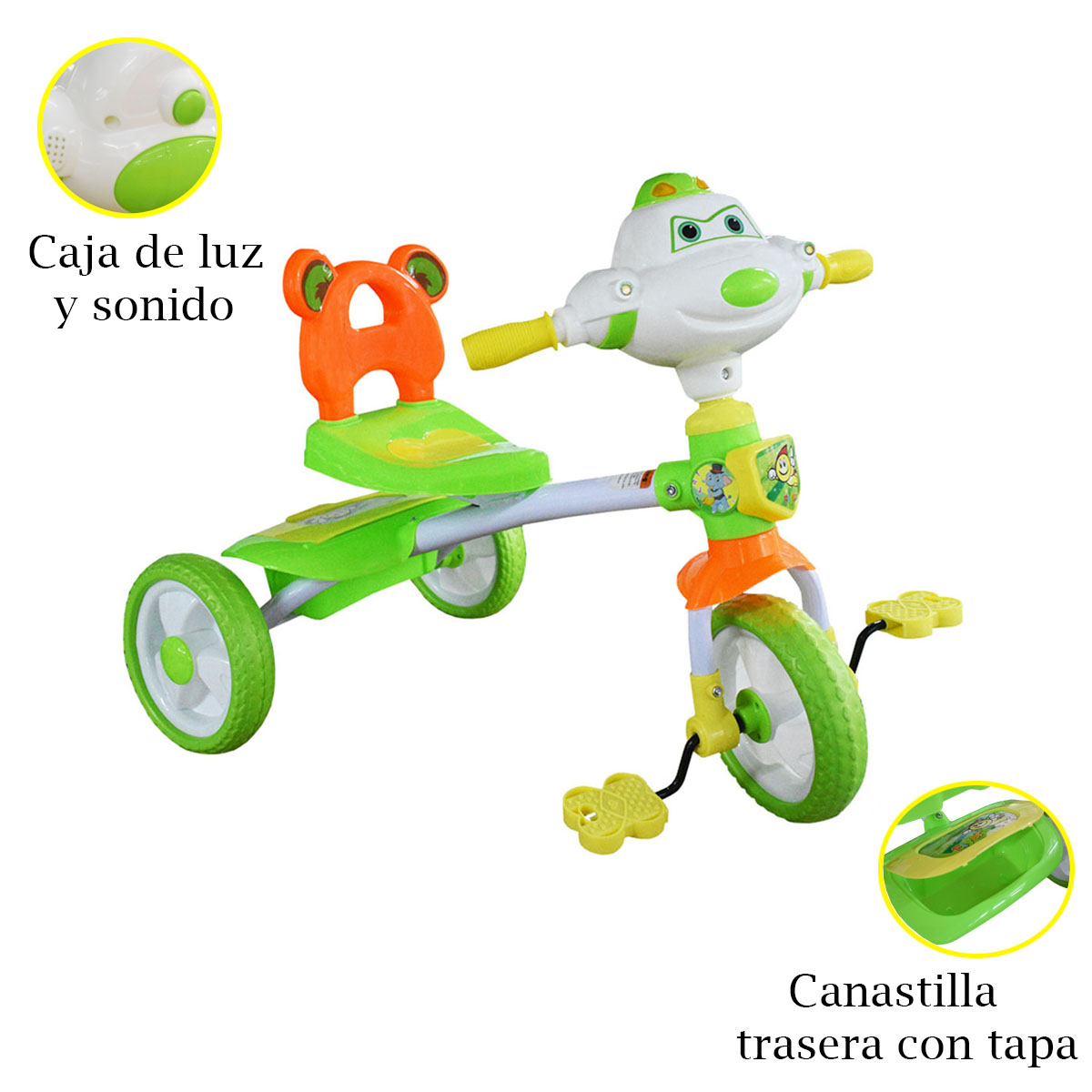 Triciclo para niños con Canastilla Avion Verde