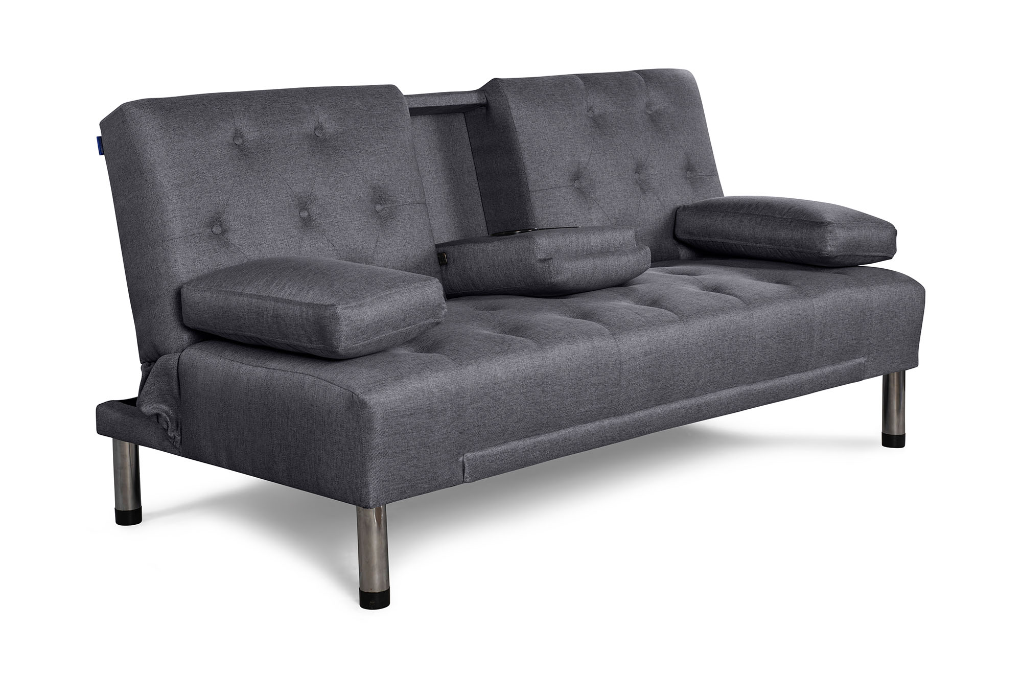 Caroli Sofá Cama Gris Oxford Sofantastico Con Portavasos