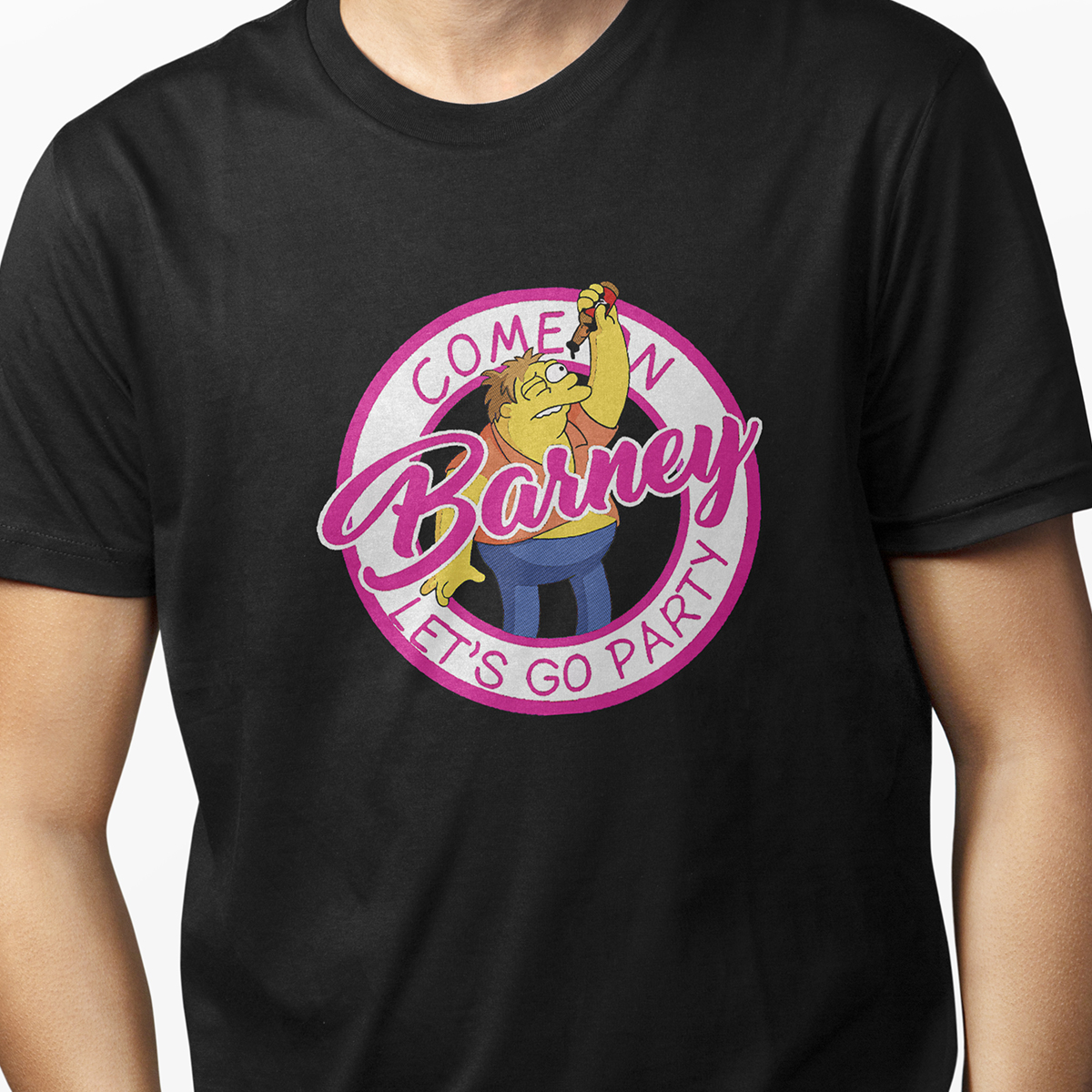 Playera Negra Casual Barney Los Simpson para caballero