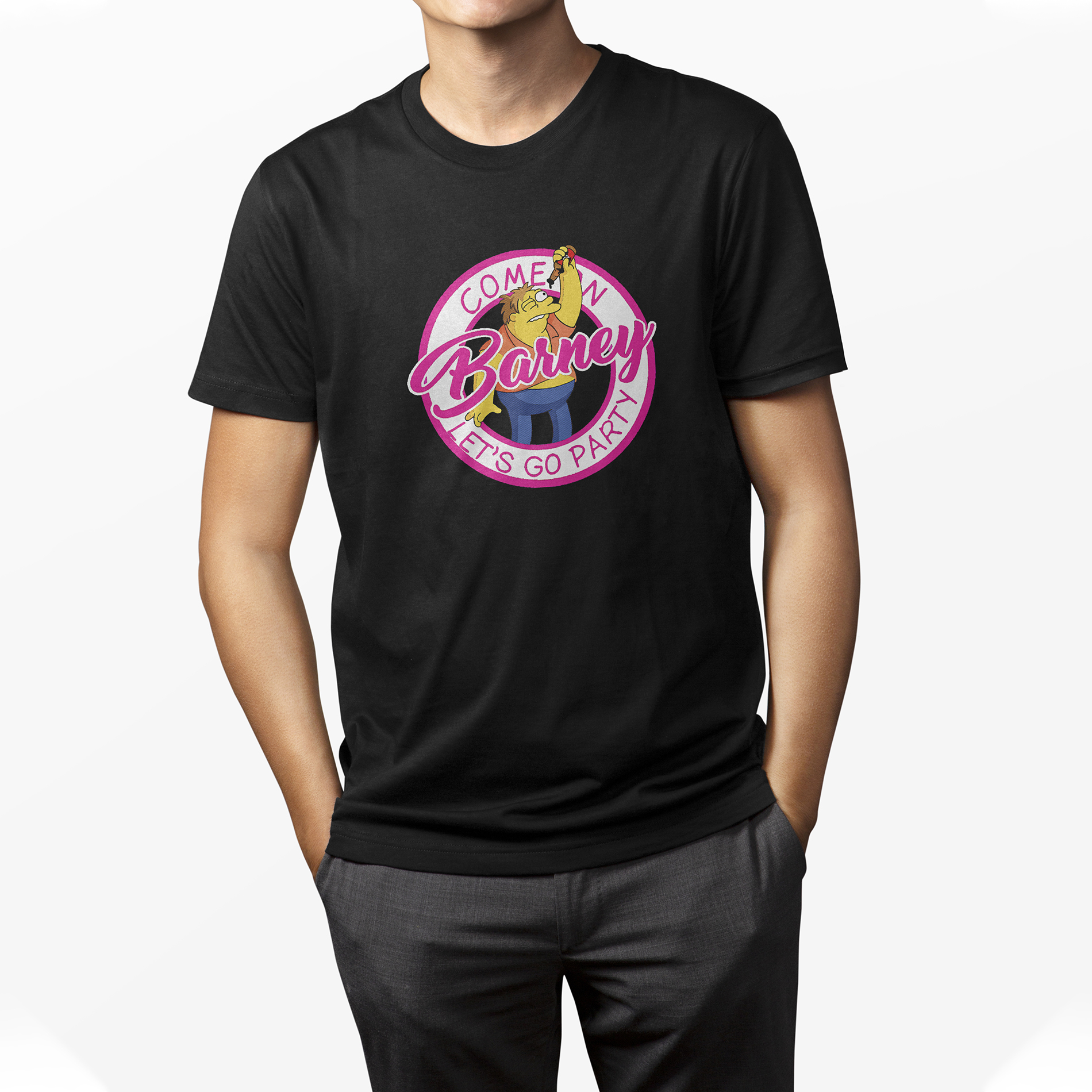 Playera Negra Casual Barney Los Simpson para caballero