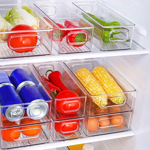 Sooyee Organizador de nevera, paquete de 4 cubos organizadores para  refrigerador, organizadores de refrigerador y almacenamiento transparente  con asa