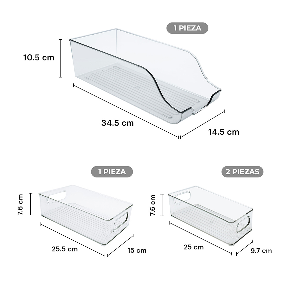 Organizadores Para Refrigerador Set De Contenedores 4 Piezas con Asas