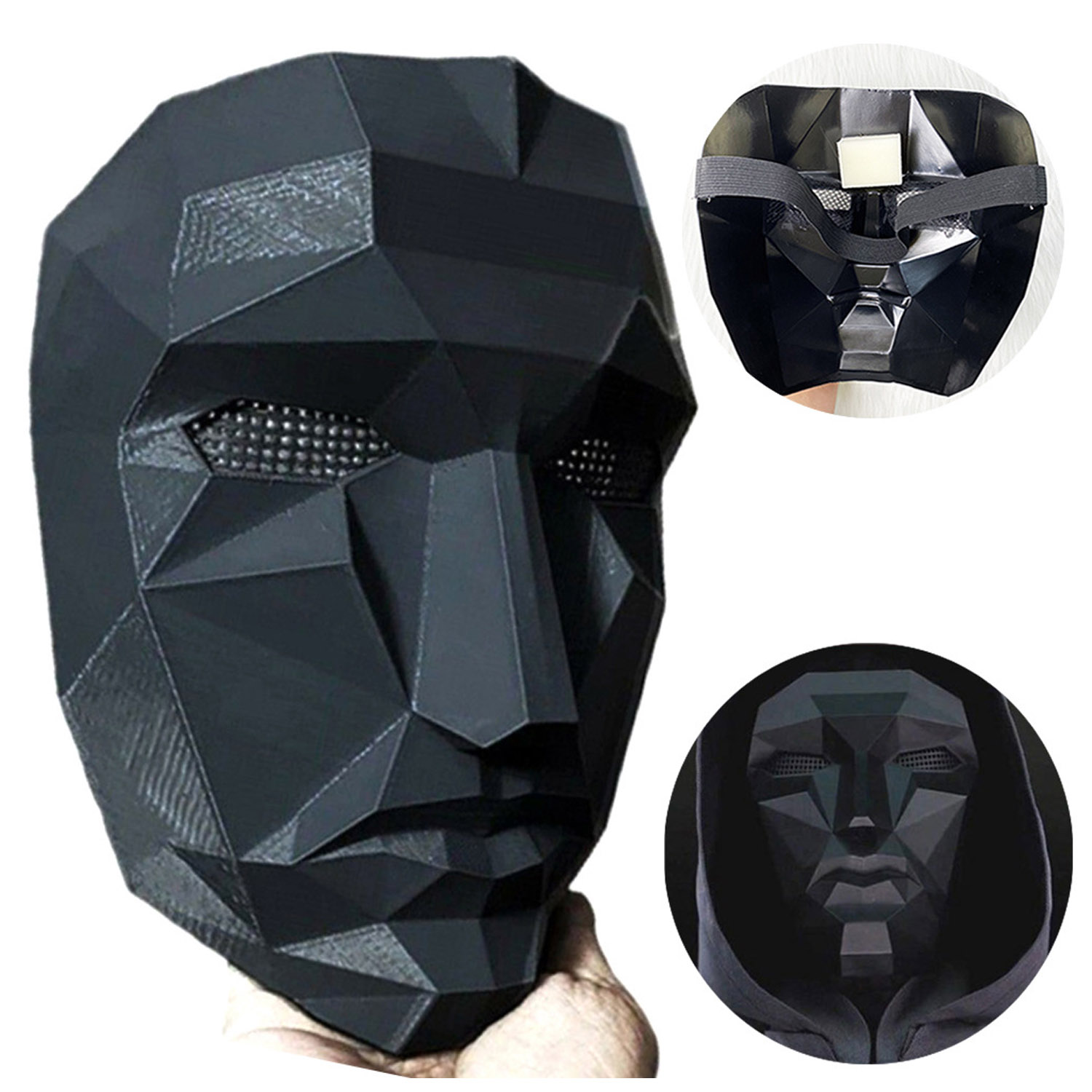 Disfraz para Halloween Caretas MXSDL-001-11 Negro Mate 30x15x5Plástico y látex Mascara Cráneo, SquodLid