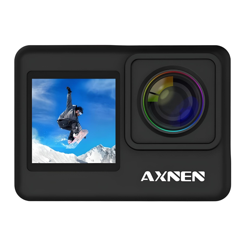 Cámara De Acción Deportiva Axnen A10 4K 20Mp Con Micrófono Externo y 2 Baterías