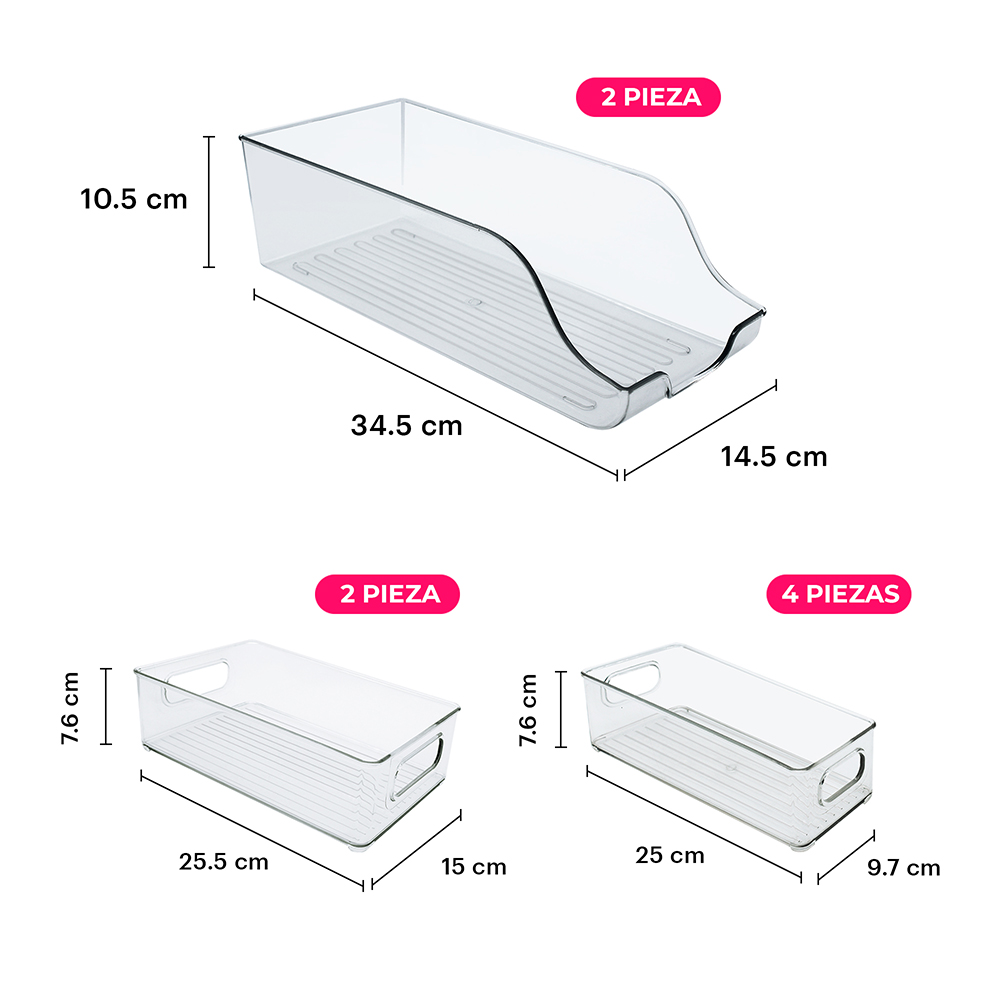 Organizadores Para Refrigerador Set De Contenedores 8 Piezas con Asas