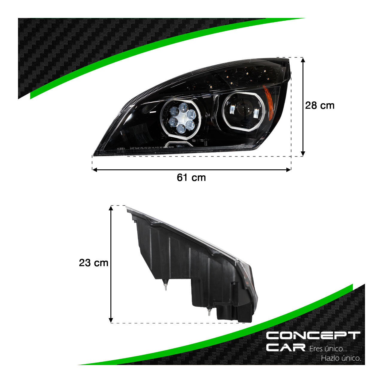 Faro Unidad Freightliner Cascadia Nuevo Led Performa Negro