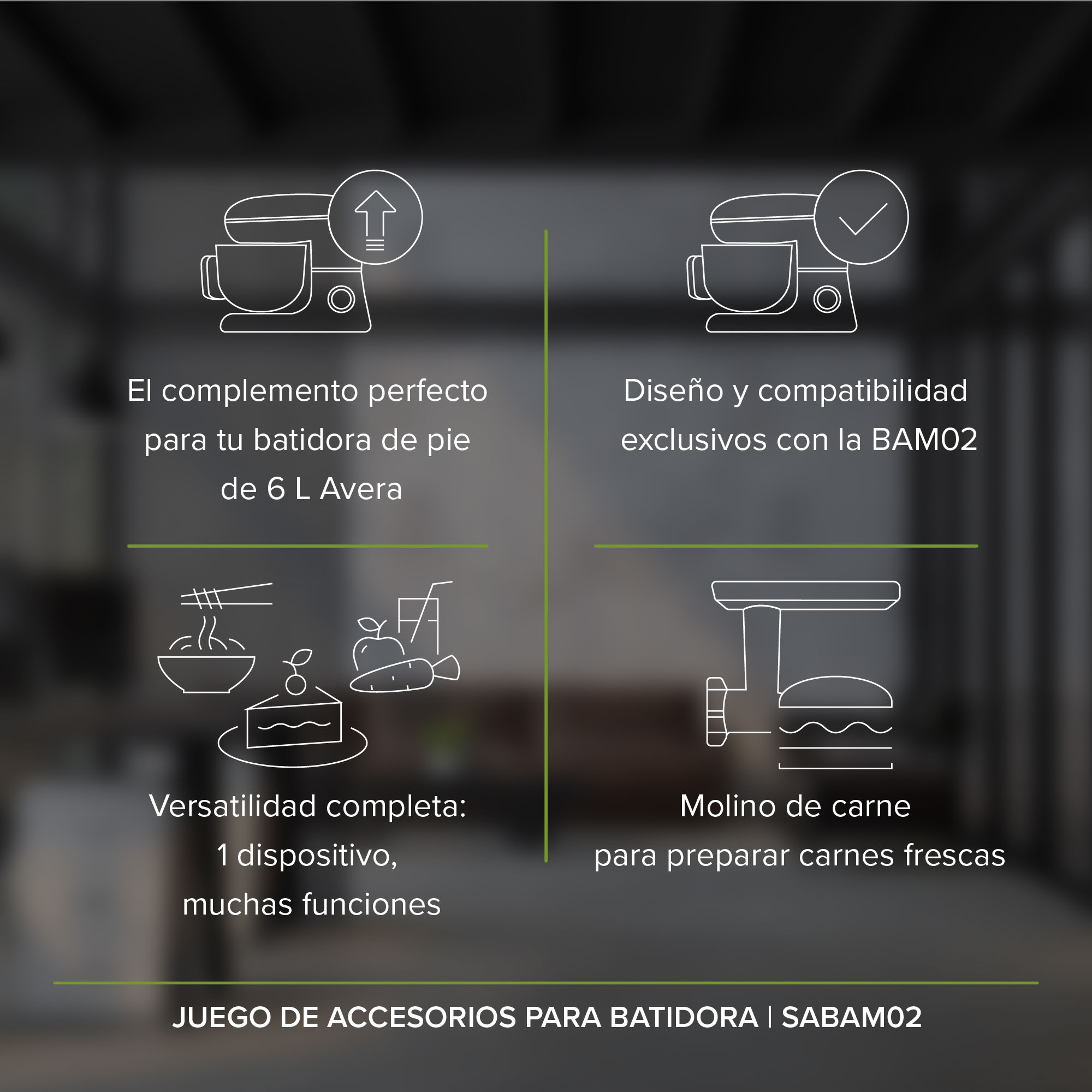 Accesorios Para Batidora De Pedestal BAM02 6 Litros Avera SABAM02