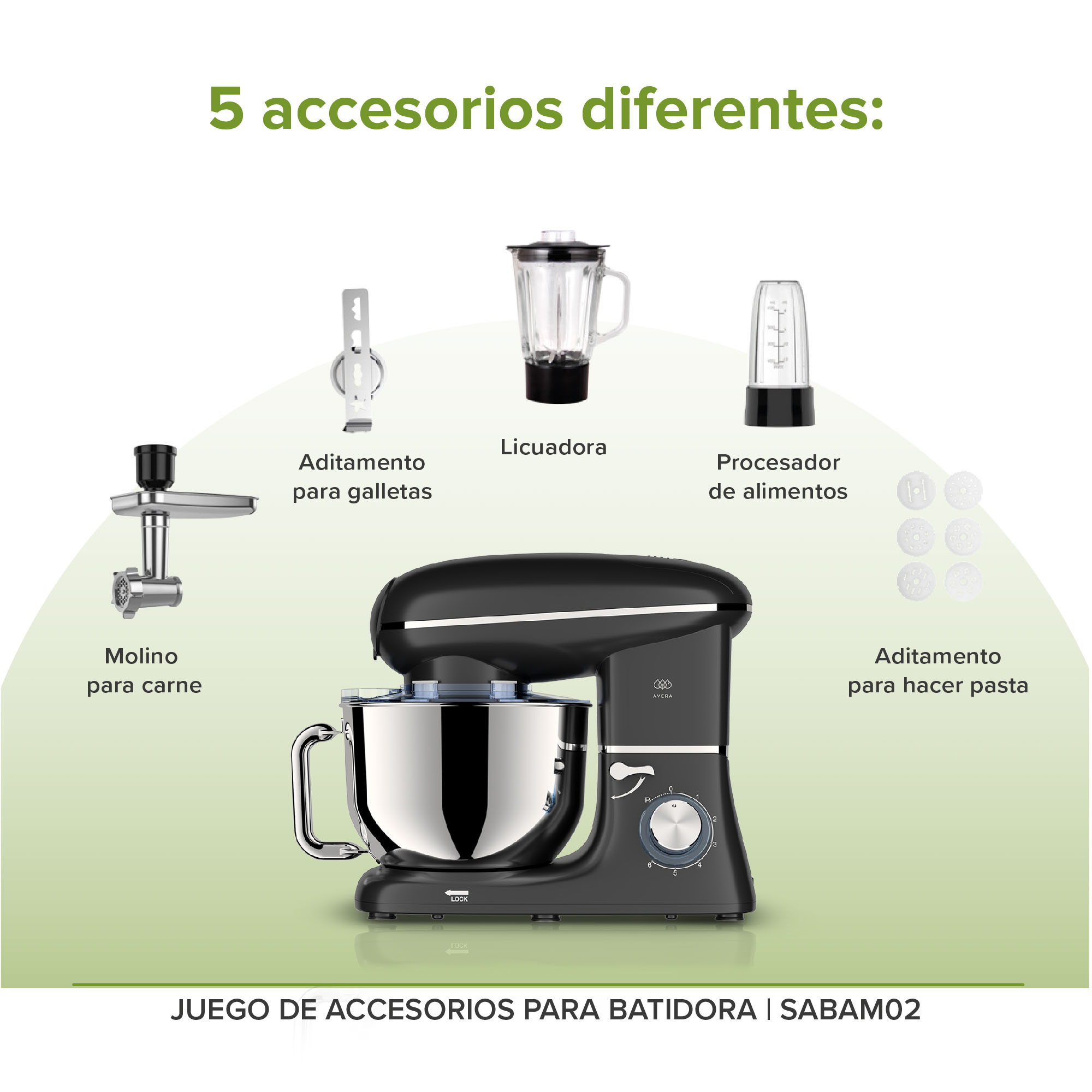 Accesorios Para Batidora De Pedestal BAM02 6 Litros Avera SABAM02