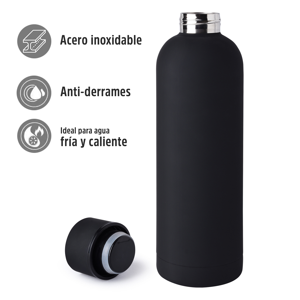 Termo Botella Acero Inoxidable Fría/caliente 750 Mililitros, Negro
